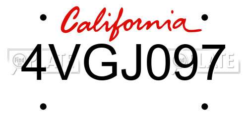 4VGJ097 California License Plate