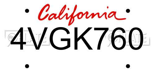 4VGK760 California License Plate