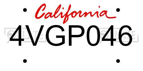 4VGP046 California License Plate