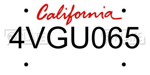 4VGU065 California License Plate