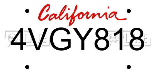 4VGY818 California License Plate
