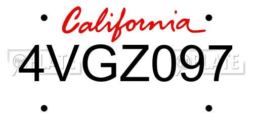4VGZ097 California License Plate