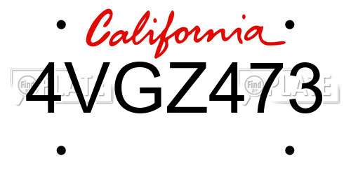 4VGZ473 California License Plate