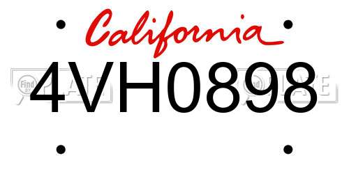 4VH0898 California License Plate