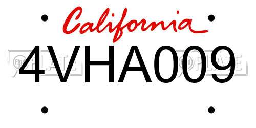 4VHA009 California License Plate