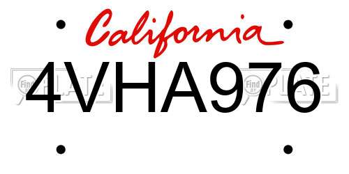 4VHA976 California License Plate