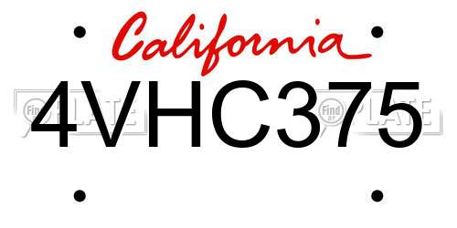 4VHC375 California License Plate