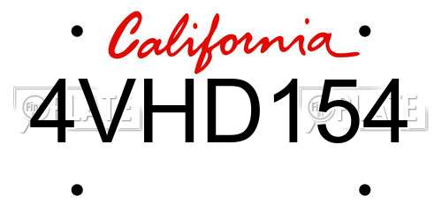 4VHD154 California License Plate