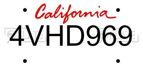 4VHD969 California License Plate