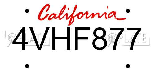 4VHF877 California License Plate
