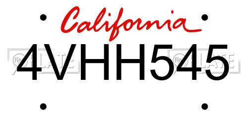 4VHH545 California License Plate