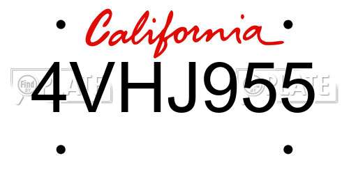 4VHJ955 California License Plate