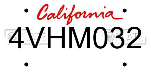 4VHM032 California License Plate