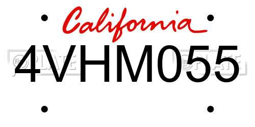 4VHM055 California License Plate