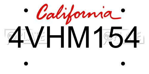 4VHM154 California License Plate