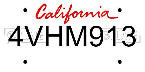 4VHM913 California License Plate