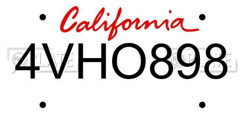 4VHO898 California License Plate