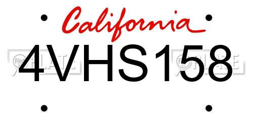 4VHS158 California License Plate