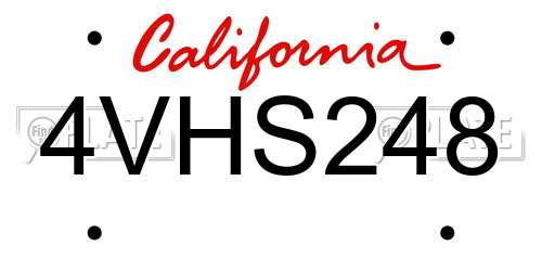 4VHS248 California License Plate