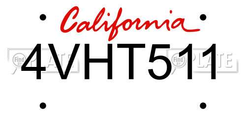 4VHT511 California License Plate