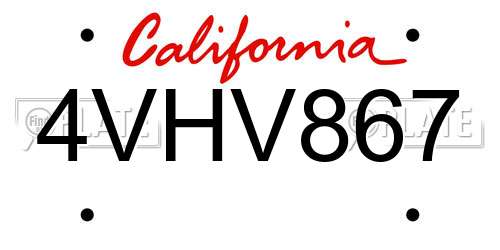 4VHV867 California License Plate