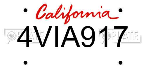 4VIA917 California License Plate