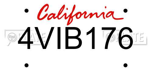 4VIB176 California License Plate