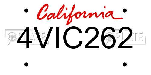 4VIC262 California License Plate