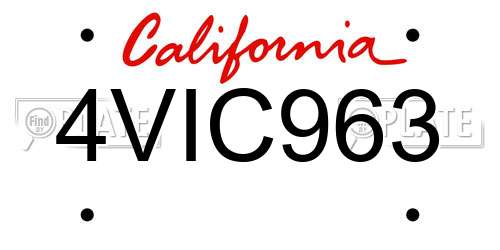 4VIC963 California License Plate