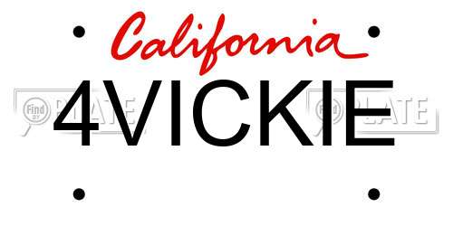 4VICKIE California License Plate