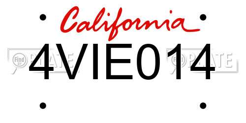 4VIE014 California License Plate