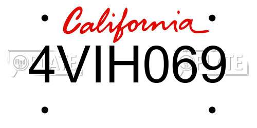 4VIH069 California License Plate