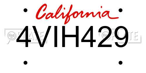 4VIH429 California License Plate