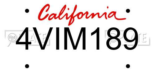 4VIM189 California License Plate