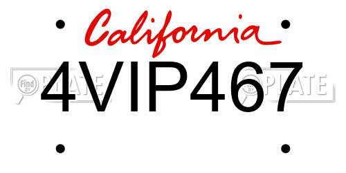 4VIP467 California License Plate