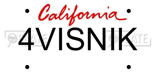 4VISNIK California License Plate
