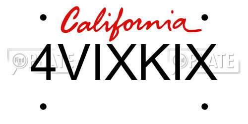 4VIXKIX California License Plate