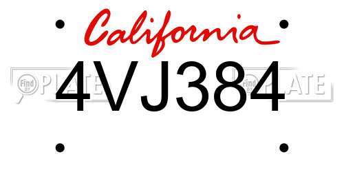 4VJ384 California License Plate