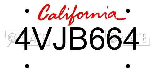 4VJB664 California License Plate
