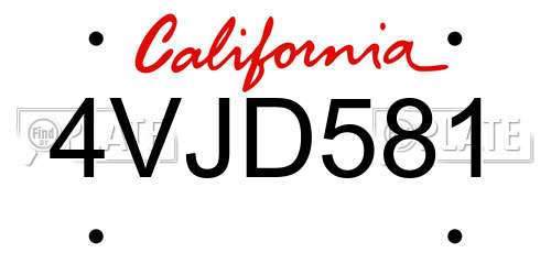 4VJD581 California License Plate