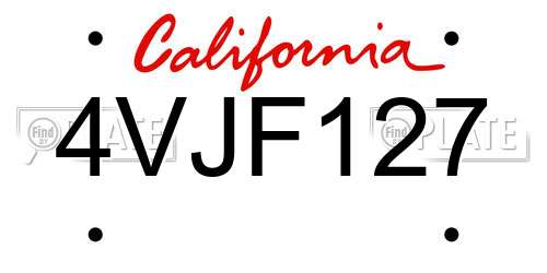 4VJF127 California License Plate