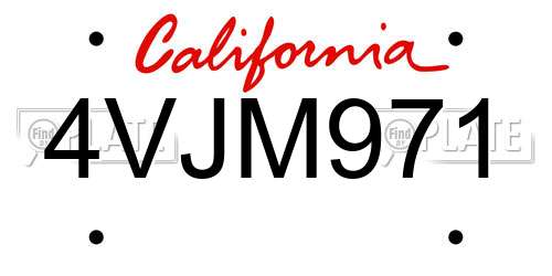 4VJM971 California License Plate