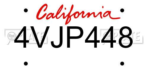 4VJP448 California License Plate