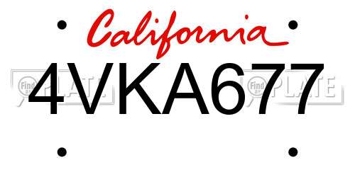 4VKA677 California License Plate