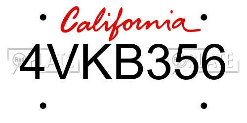 4VKB356 California License Plate