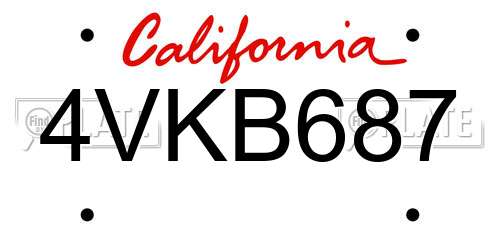 4VKB687 California License Plate