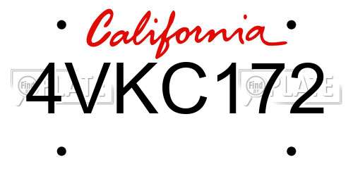 4VKC172 California License Plate