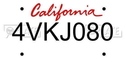 4VKJ080 California License Plate