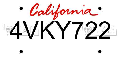 4VKY722 California License Plate