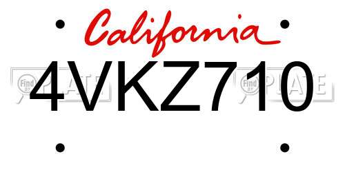 4VKZ710 California License Plate